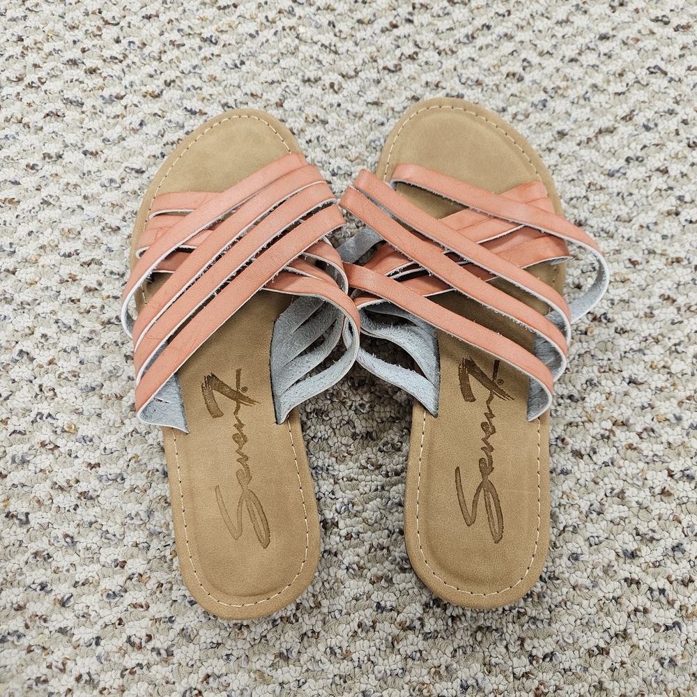 Seven 7 Women’s Size 6 Babylon Slide Sandals Coral Slip On Cross Over